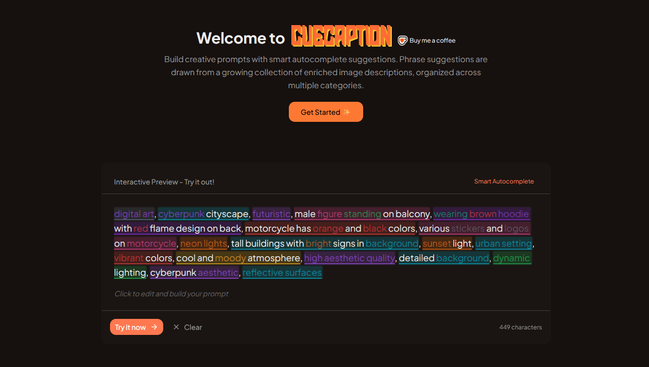 cuecaption.cc screenshot